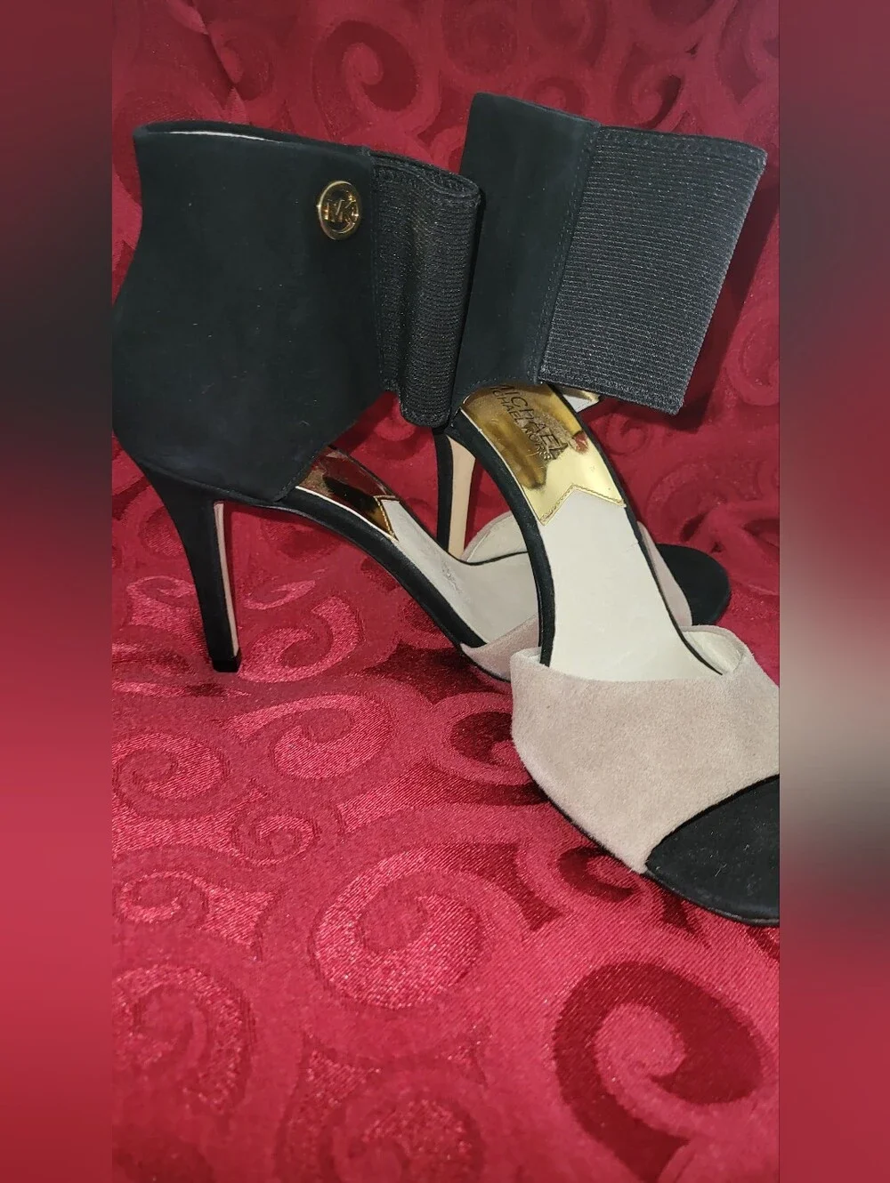 Michael Kors Two-Tone Black and Beige Women's Ankle-Strap Heels